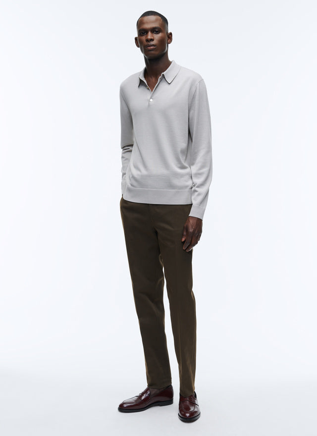 Brown cotton gabardine chino trousers