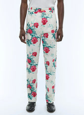 Straight-leg floral pattern chinos