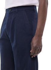 Cotton Twill Pleated Straight Chino