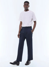 Cotton twill pleated straight chino