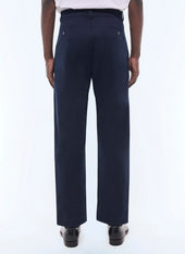Cotton twill pleated straight chino