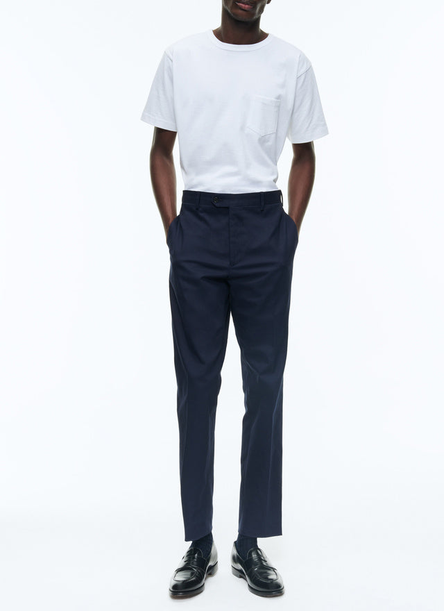 Navy blue cotton gabardine chino trousers
