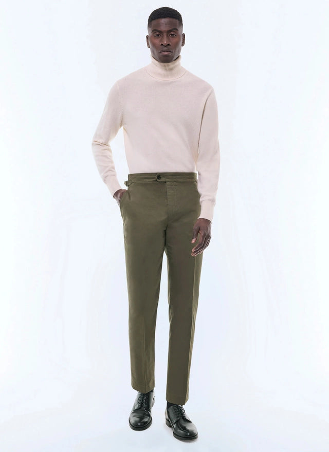 Cotton Canvas Fitted Chino Pants