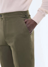 Cotton Canvas Fitted Chino Pants