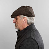 Brown Herringbone Wool Gatsby Cap