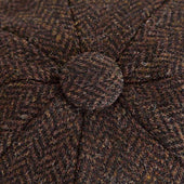 Brown Herringbone Wool Gatsby Cap