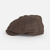 Brown Herringbone Wool Gatsby Cap