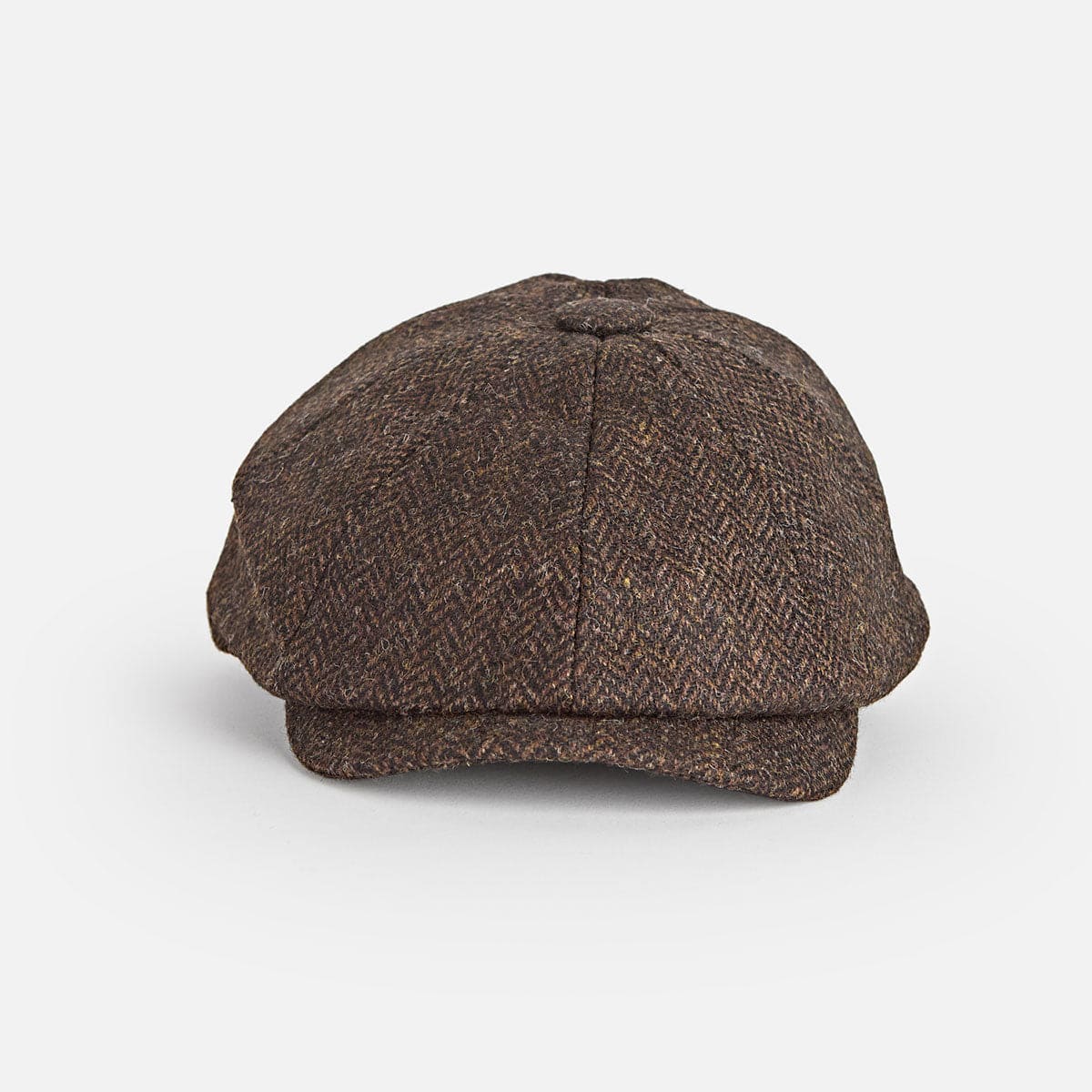 Brown Herringbone Wool Gatsby Cap