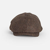 Chocolate Brown Herringbone Wool Gatsby Cap