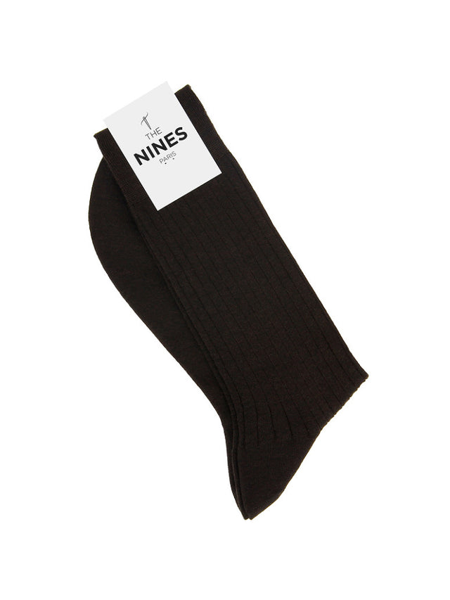 Chocolate brown virgin wool socks