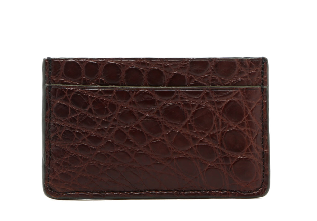 Mini Card Wallet Hunter Green Edges Alligator