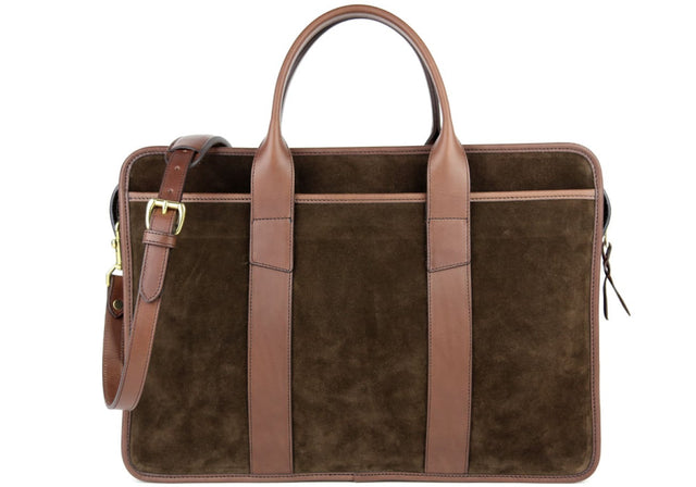 Suede Bound Edge Zip-top Briefcase