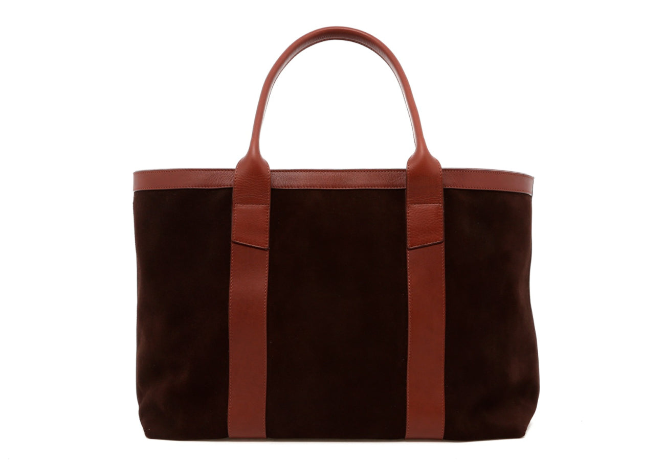 Large Working Tote - Chocolate/Chestnut Trim - Suede