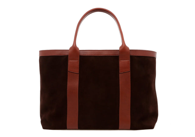 Large Working Tote - Chocolate/Chestnut Trim - Suede
