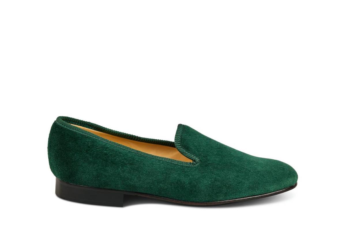 Churchill Velvet Slipper Green