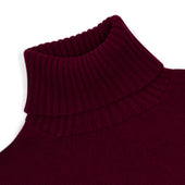 Plain Cashmere Roll Neck Jumper In Claret