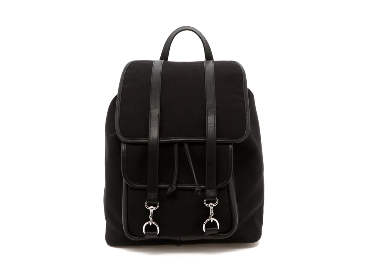Classic Backpack Black Charcoal Herringbone Interior Canvas