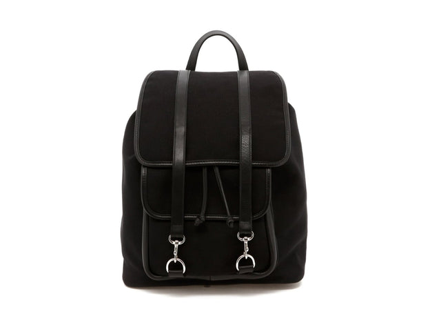 Classic Backpack - Black - Charcoal Herringbone Interior - Canvas