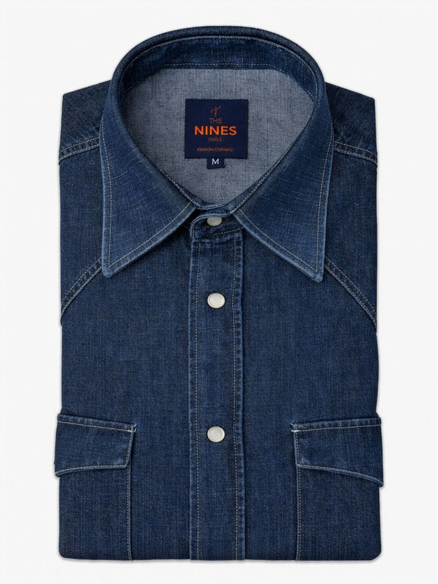 Classic collar raw denim western shirt Bronson