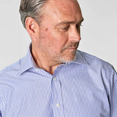 Classic Fit Bengal Stripe Cotton Poplin Shirt With Classic Collar Double Cuff