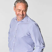 Classic Fit Bengal Stripe Cotton Poplin Shirt With Classic Collar Double Cuff