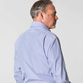 Classic Fit Bengal Stripe Cotton Poplin Shirt With Cut Away Collar Double Cuff