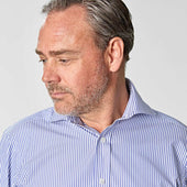 Classic Fit Bengal Stripe Cotton Poplin Shirt With Cut Away Collar Double Cuff