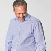 Classic Fit Fine Bengal Stripe Cotton Poplin Shirt With Classic Collar Double Cuff