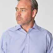 Classic Fit Fine Bengal Stripe Cotton Poplin Shirt With Classic Collar Double Cuff