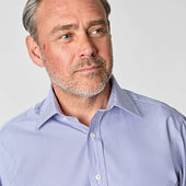 Classic Fit Fine Bengal Stripe Cotton Poplin Shirt With Classic Collar Two Button Cuff