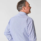 Classic Fit Fine Bengal Stripe Cotton Poplin Shirt With Classic Collar Two Button Cuff