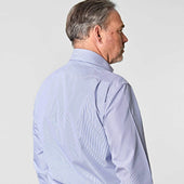 Classic Fit Fine Bengal Stripe Cotton Poplin Shirt With Cut Away Collar Double Cuff