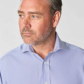 Classic Fit Fine Bengal Stripe Cotton Poplin Shirt With Cut Away Collar Double Cuff