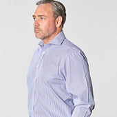 Classic Fit Fine Bengal Stripe Cotton Poplin Shirt With Cut Away Collar Double Cuff