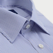 Classic Fit Fine Bengal Stripe Cotton Shirt With Classic Collar Double Cuff