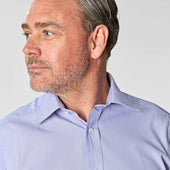 Classic Fit Hairline Stripe Cotton Poplin Shirt With Classic Collar Double Cuff
