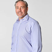 Classic Fit Hairline Stripe Cotton Poplin Shirt With Classic Collar Double Cuff