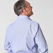 Classic Fit Hairline Stripe Cotton Poplin Shirt With Classic Collar Two Button Cuff