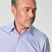 Classic Fit Hairline Stripe Cotton Poplin Shirt With Classic Collar Two Button Cuff