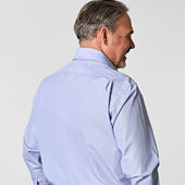 Classic Fit Hairline Stripe Cotton Poplin Shirt With Cut Away Collar Two Button Cuff