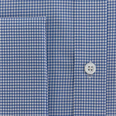 Classic Fit Small Gingham Check Cotton Twill Shirt With Classic Collar Double Cuff