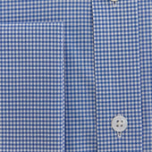 Classic Fit Small Gingham Check Cotton Shirt With Cut Away Collar Double Cuff