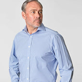 Classic Fit Small Gingham Check Cotton Shirt With Cut Away Collar Double Cuff