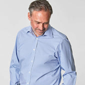 Classic Fit Small Gingham Check Cotton Twill Shirt With Classic Collar Double Cuff