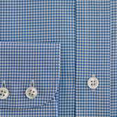 Classic Fit Small Gingham Check Cotton Twill Shirt With Classic Collar Two Button Cuff
