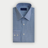 Classic Fit Small Gingham Check Cotton Twill Shirt With Classic Collar Two Button Cuff