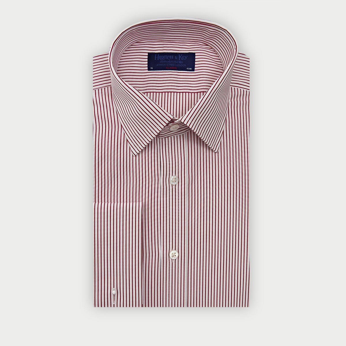 Classic Fit Pinstripe Cotton Shirt With Classic Collar Double Cuff