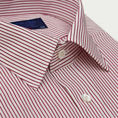 Classic Fit Pinstripe Cotton Shirt With Classic Collar Double Cuff