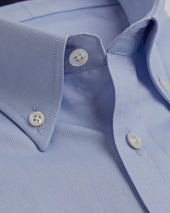 Classic Fit Plain Light Oxford Cotton Shirt With Button Down Collar Two Button Cuff