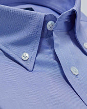 Classic Fit Plain Oxford Cotton Shirt With Button Down Collar Two Button Cuff